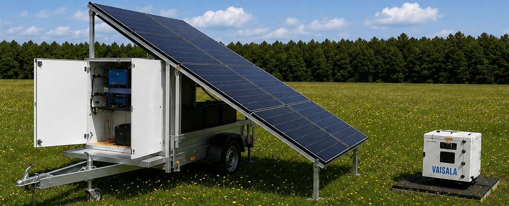 LiDAR Vaisala WindCube a mobilní solární napájení v lokalitě měření větru pro NOHO